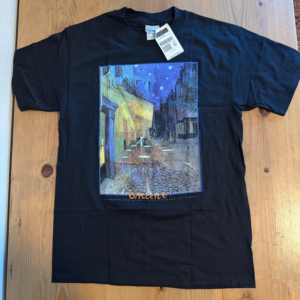 Vintage 1995 Vincent Van Gogh Cafe Terrace at Night Shirt Hanes Beefy-T Medium